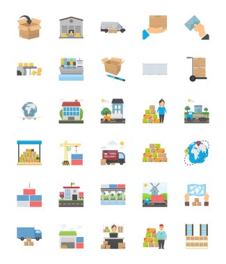 Lojistik teslim düz simgeler