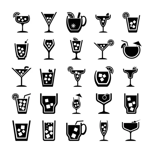 Packung Cocktails Glyphen Vektorsymbole — Stockvektor