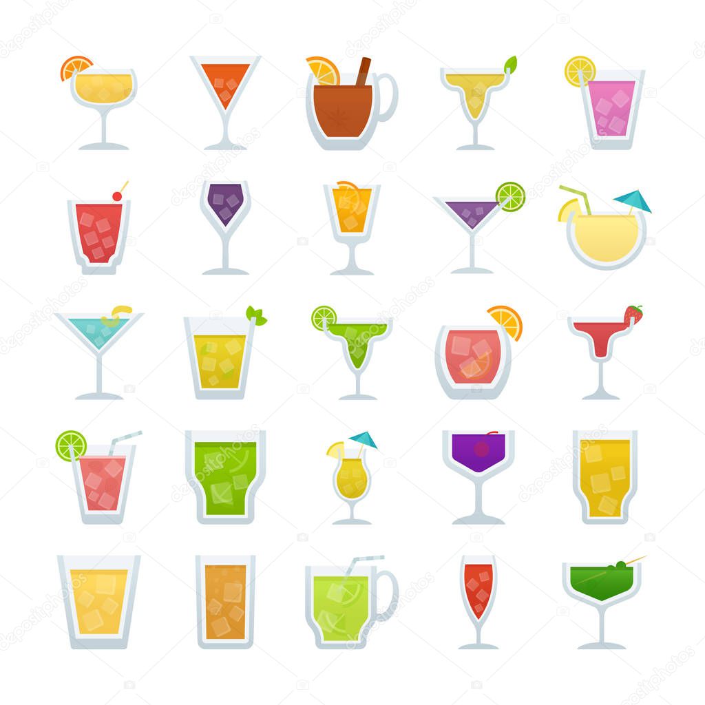 Pack of Cocktails Flat Vector Icons 