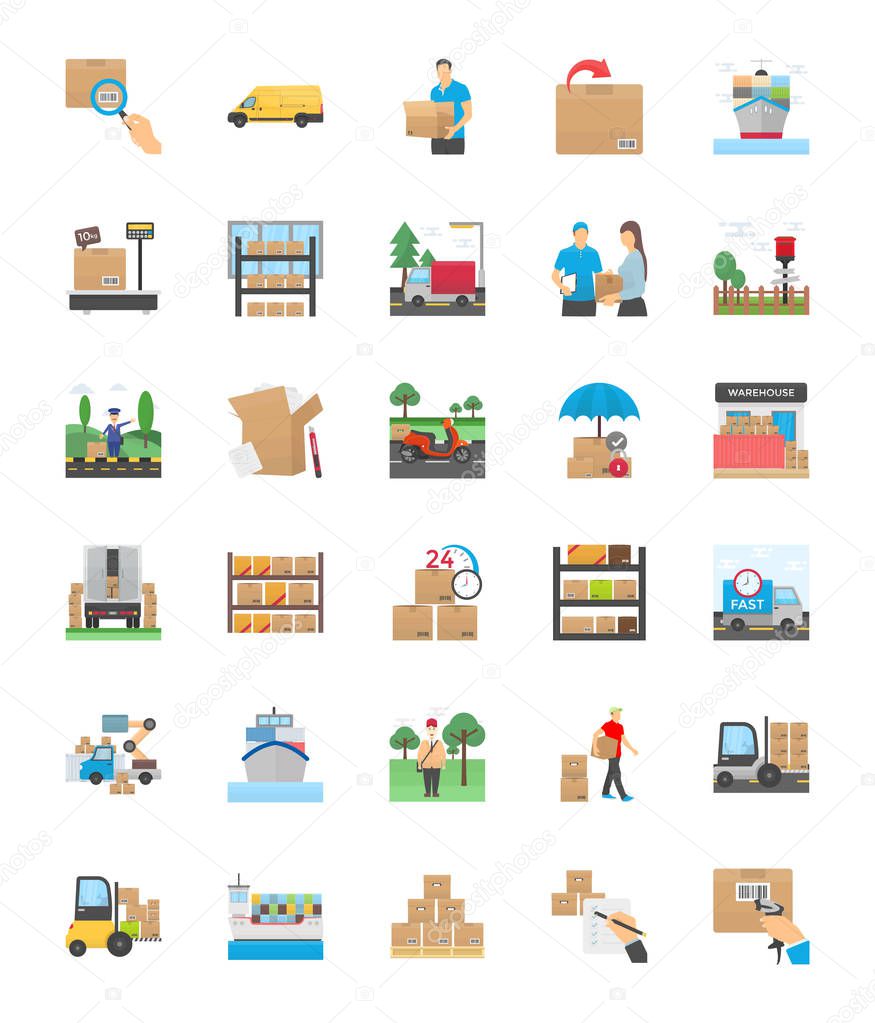 Logistics Delivery Flat Icons