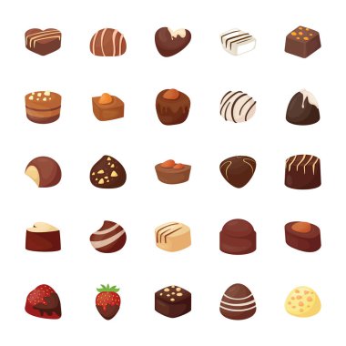 Çeşitli çikolatalar Vector Icons Set