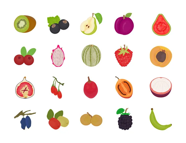 Paquete Vectores Planos Fruta — Archivo Imágenes Vectoriales