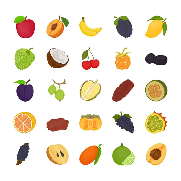 Paquete Iconos Planos Fruta — Vector de stock