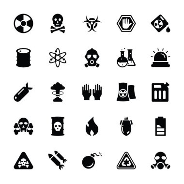 Biohazard glif Vector Icons Set