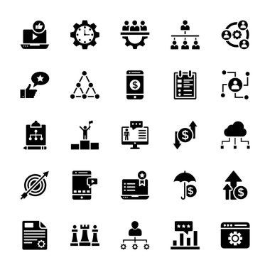 İş hizmetleri glif Icons Set 