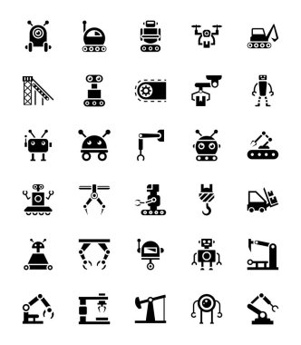 Robotlar glif Icons Set