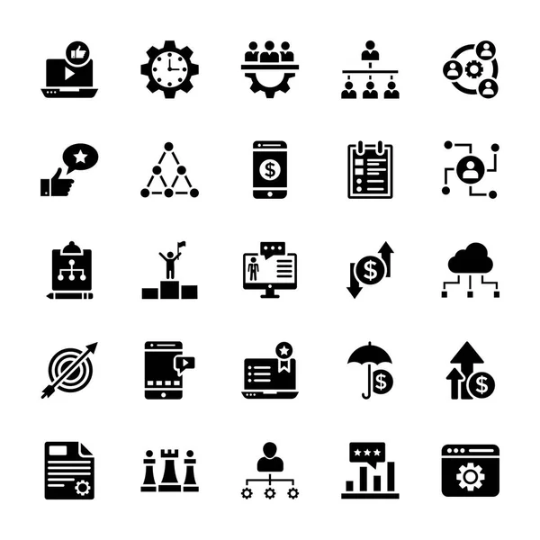 Business Services Glyph Icons Set — Stock Vector