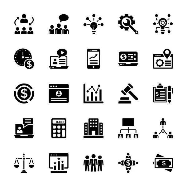 Negocios Servicios Glifo Iconos — Vector de stock