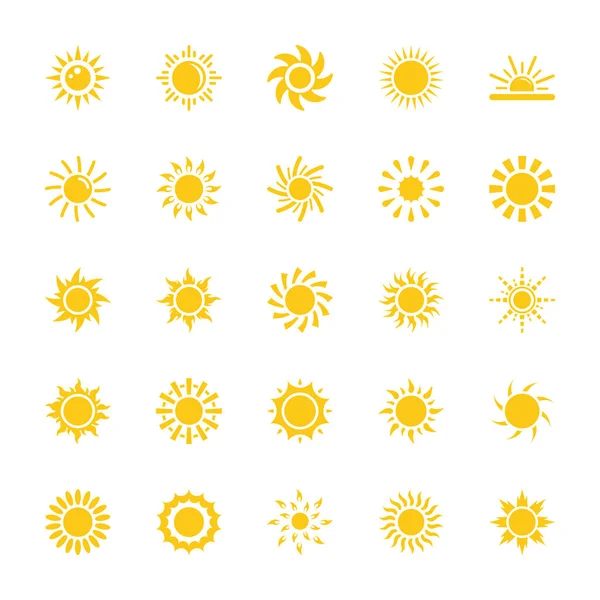 Set Icônes Plates Soleil — Image vectorielle