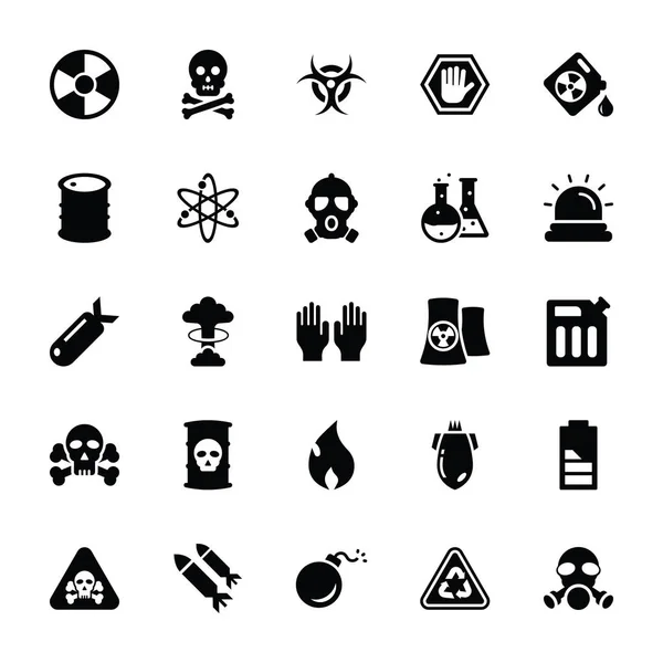 Biohazard Glyph Vector Icons Set — Stock Vector