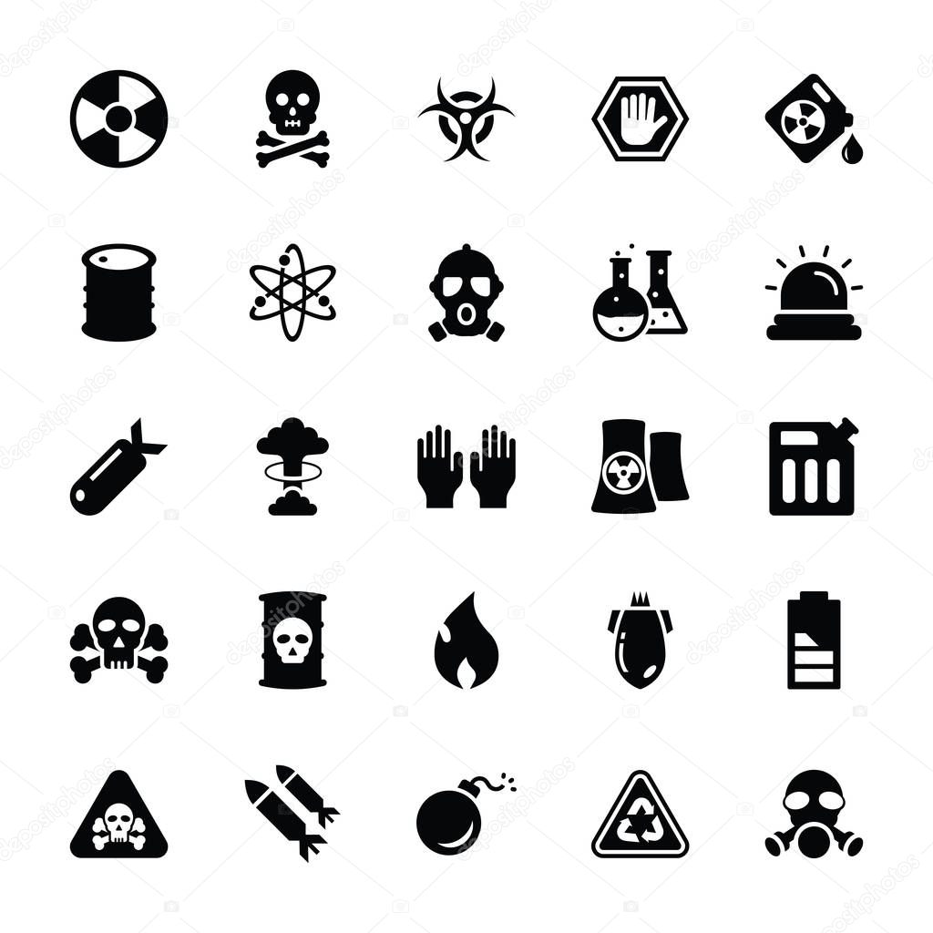 Biohazard Glyph Vector Icons Set