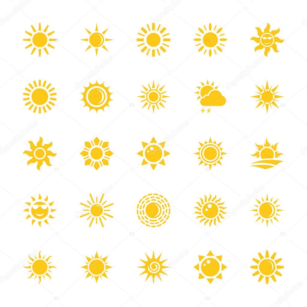 Sun Flat Icons Set