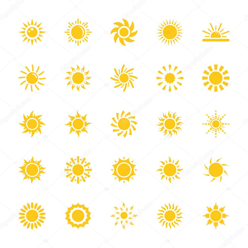 Sun Flat Icons Set 