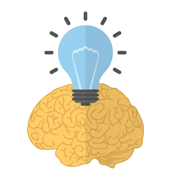 Cérebro Com Lâmpada Mostrando Ideia Inovadora —  Vetores de Stock
