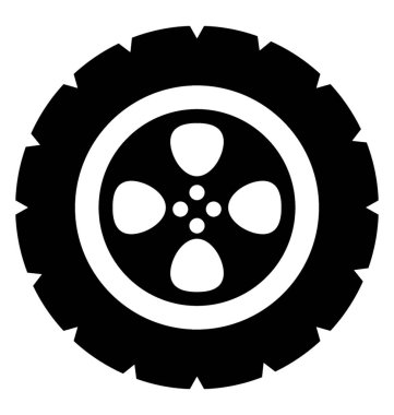 Dolgulu tekerlek simgesi beyaz arka plan üzerinde