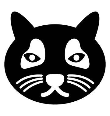 İzole kedi yüz katı simgesi