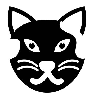 İzole kedi yüz katı simgesi
