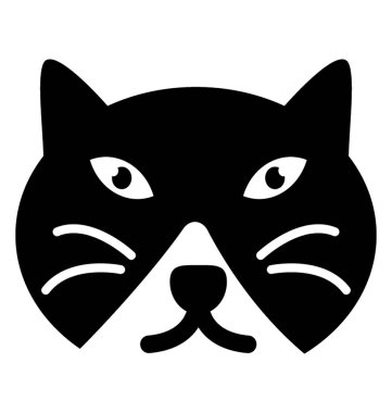 İzole kedi yüz katı simgesi