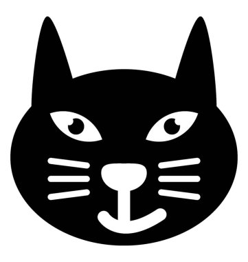 İzole kedi yüz katı simgesi