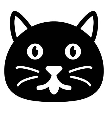 İzole kedi yüz katı simgesi