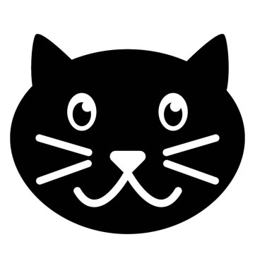 İzole kedi yüz katı simgesi