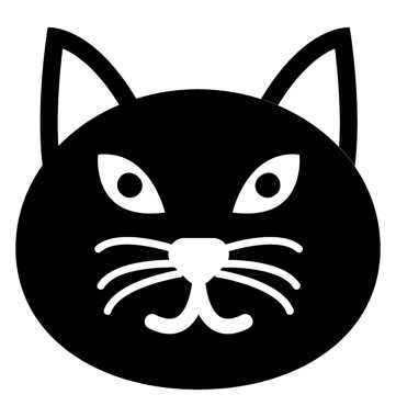 İzole kedi yüz katı simgesi