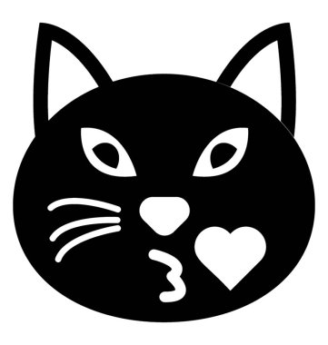 İzole kedi yüz katı simgesi