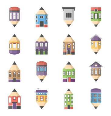 House taslak Icons set 