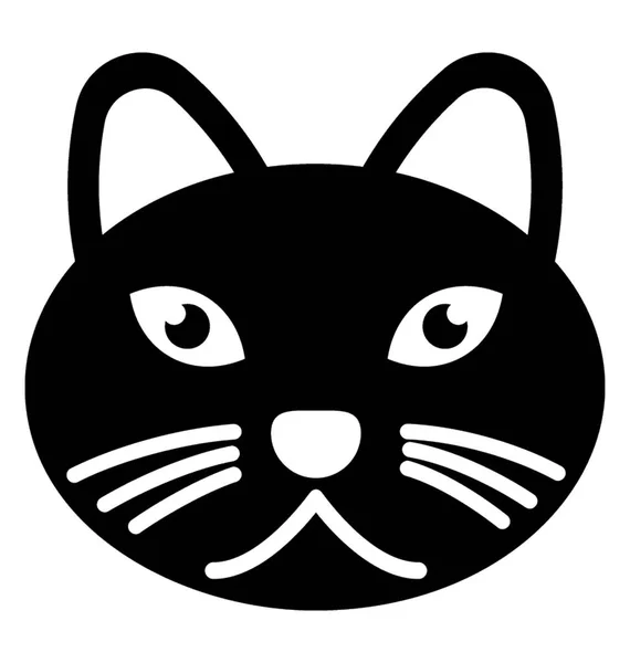 Cute Cat Solid Icon — Stock Vector