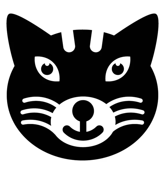 Ізольована Кішка Обличчя Суцільна Ікона — стоковий вектор