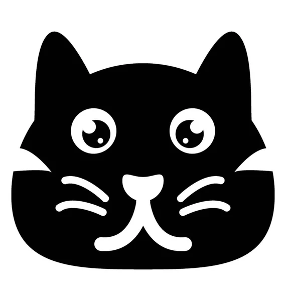 Ikona Stałe Izolowane Kot Twarzy — Wektor stockowy