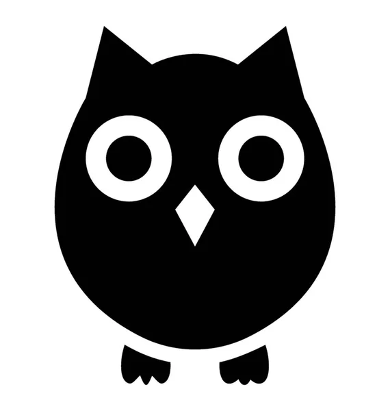 Adorable Solid Icon Owl — Stock Vector