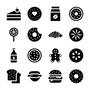 Pişmiş gıda Icons Set