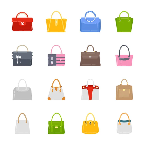 Damen Handtaschen Icon Set — Stockvektor