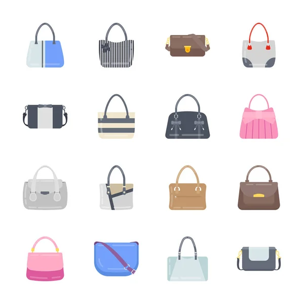 Stilvolle Handtaschen Flache Ikonen — Stockvektor