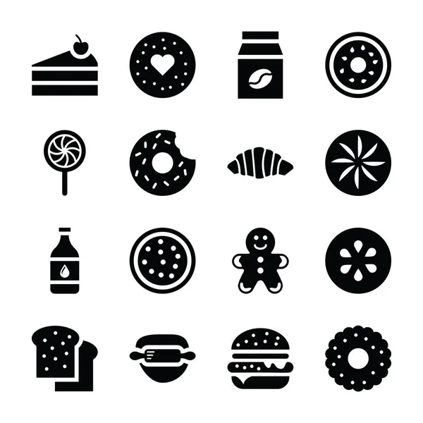Set Iconos Alimentos Horneados — Vector de stock