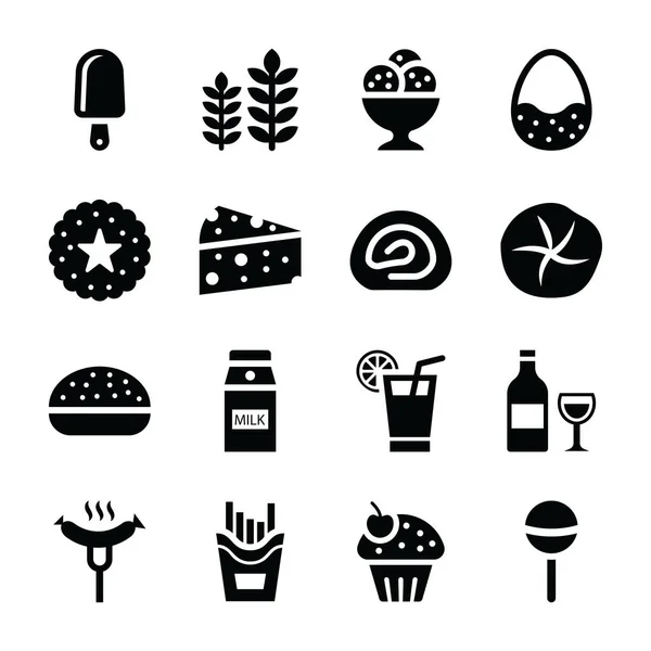 Conjunto Iconos Artículos Comestibles — Vector de stock