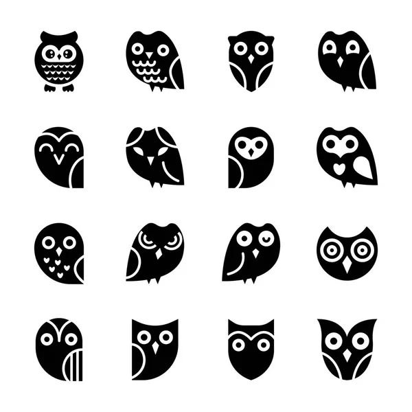 Иконки Baby Owl Glyph — стоковый вектор