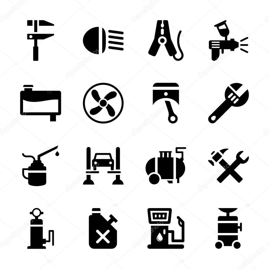 Car Maintenance Glyph Icons
