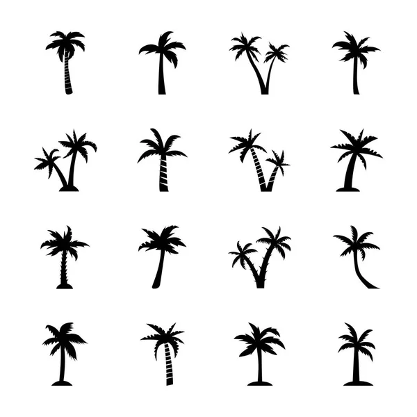 Palm Tree Overzicht Pictogrammen — Stockvector