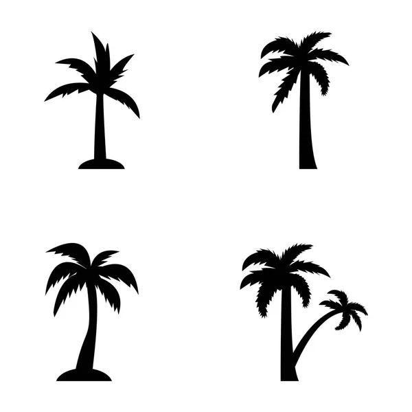 Tropical Trees Outline Icons — Stock Vector