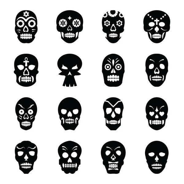 Conjunto Iconos Sólidos Tatuajes — Vector de stock