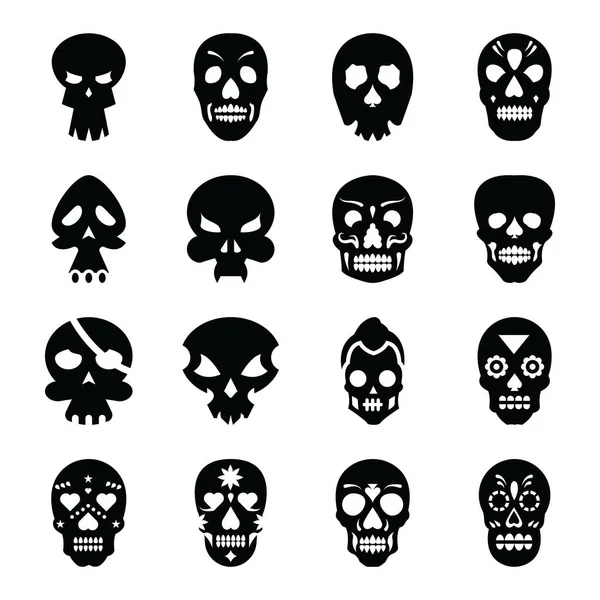 Skull Tattoo Glyph Icons — Stock Vector