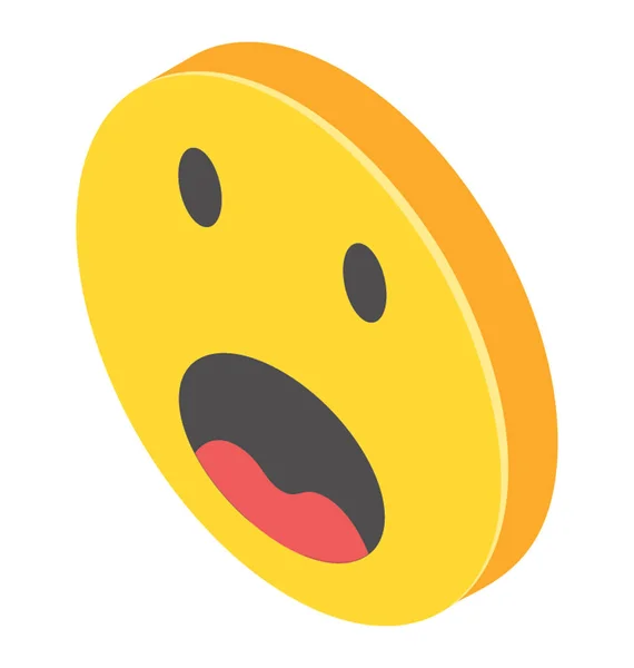 惊奇的 Emoji 表情图标与张开的嘴 — 图库矢量图片