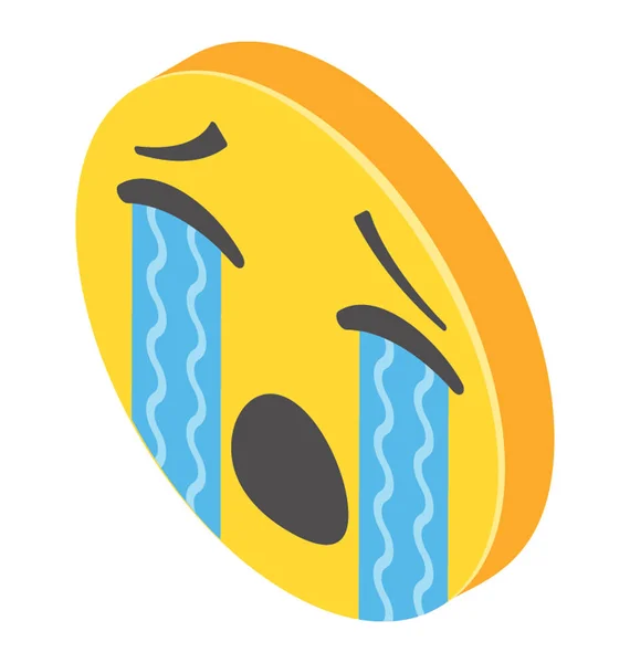 Ícone Isométrico Design Emoji Chorando —  Vetores de Stock