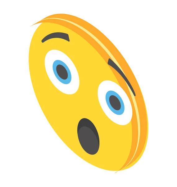 Zdumiony Emoji Przedstawione Izometryczny Styl — Wektor stockowy