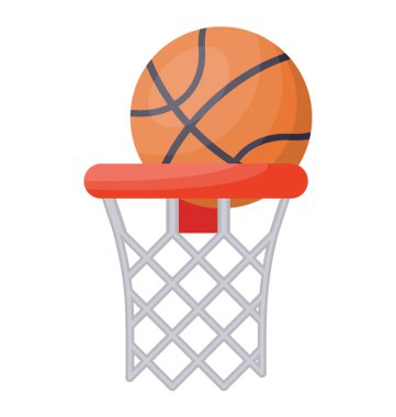 Bir basketbol RIM ve beyaz bir arka plan üzerinde izole net basketbol hoop vektör simgesi
