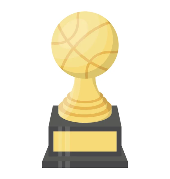 Een Geïsoleerde Gouden Basketbal Trofee Pictogram Voor Een Basketbaltoernooi — Stockvector