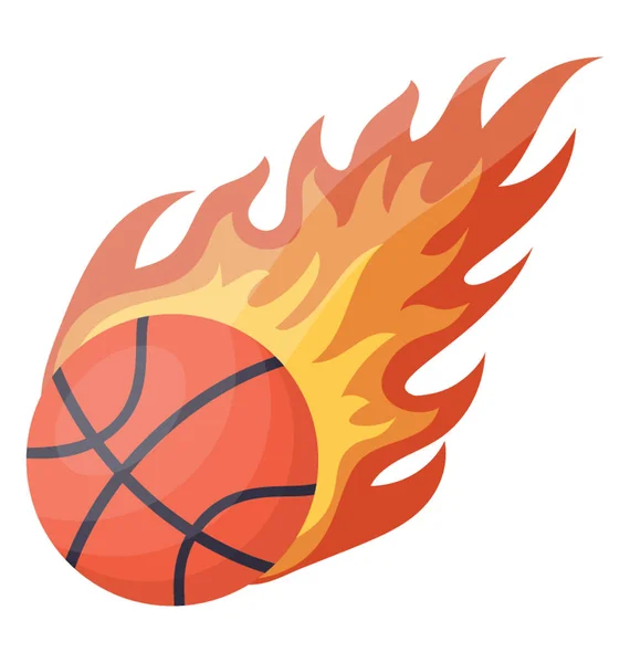 Icon Vector Basketball Ball Enveloped Fire Flames Basketball Flaming — Stock Vector