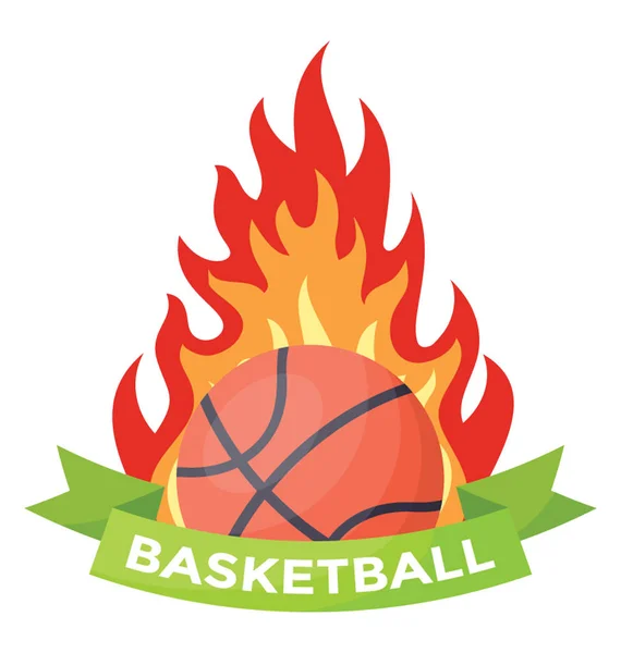 Pictogram Vector Van Basketbal Bal Gehuld Brand Vlammen Vlammen Basketbal — Stockvector